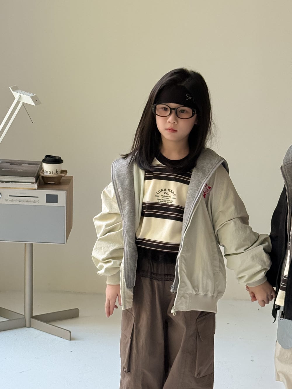 ショートコート・ジャケット・ジャンパー Gray Green / 90cm ロゴワッペンフード付きブルゾンジャケット【mh0010952】