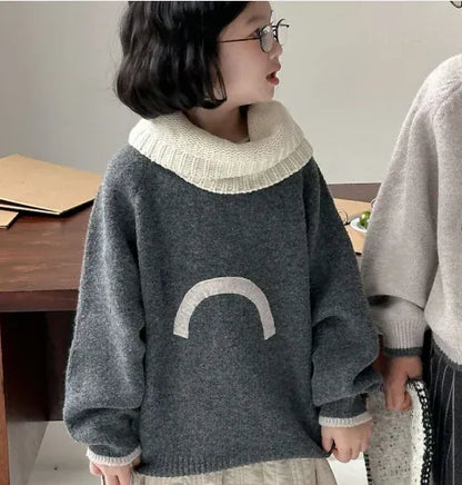 ニット・セーター Grey / 90cm 1-2y キッズトップス 幾何学刺繍ニットセーター 2カラー【mh0007598】