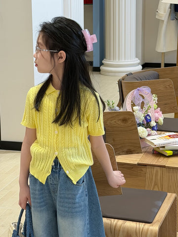 半袖シャツ・ブラウス Lapel Knitted Short Sleeve Polo Shirt 襟付き半袖ニットポロシャツ【mh0012102】