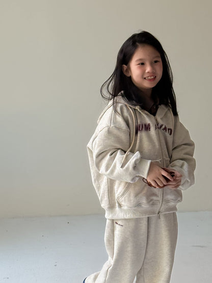 長袖セットアップ Light Gray / 90cm ロゴスウェットジップパーカー+スウェットパンツセットアップ【mh0010939】