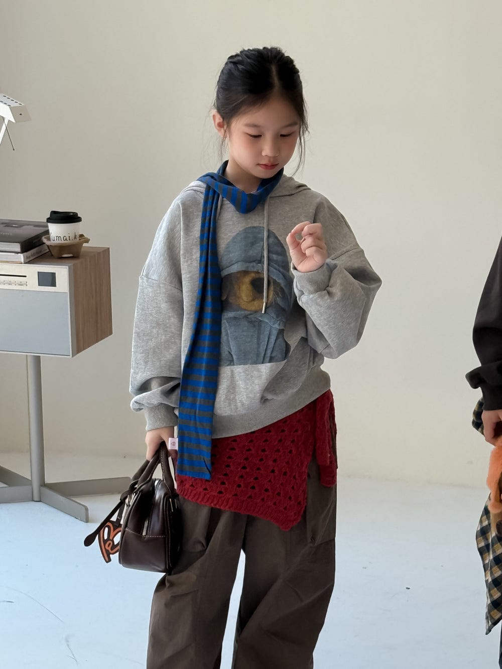 トレーナー・フーディ Light Gray / 90cm イラストプリントルーズフーディーパーカー【mh0010951】