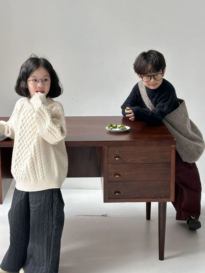 ニット・セーター キッズトップス アランニットケーブル編みニットセーター【mh0008243】