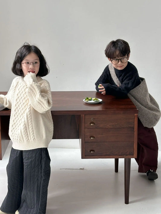 ニット・セーター キッズトップス アランニットケーブル編みニットセーター【mh0008243】