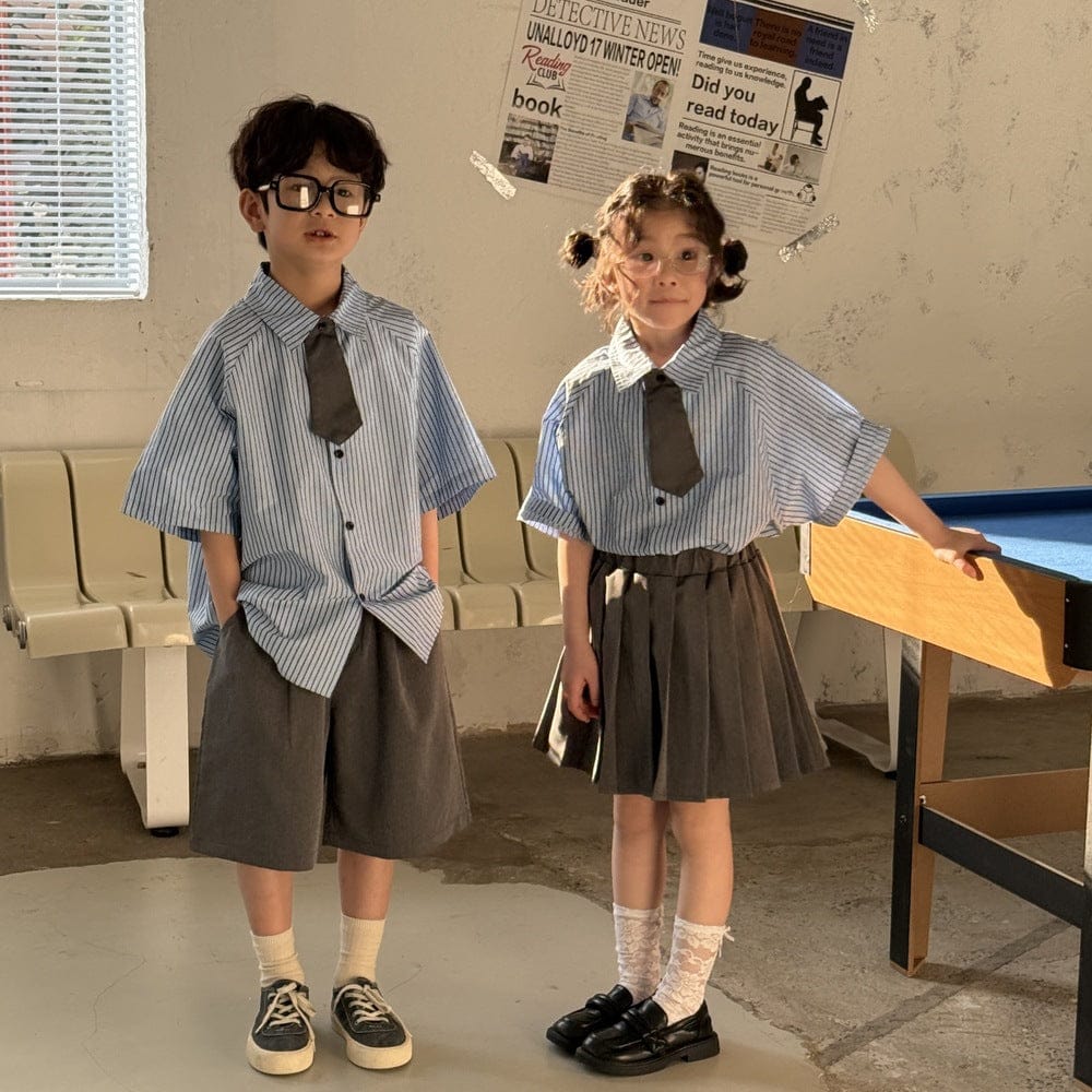 半袖セットアップ スクールユニフォームスタイルセットアップ ガールズ/ボーイズ【mh0009677】