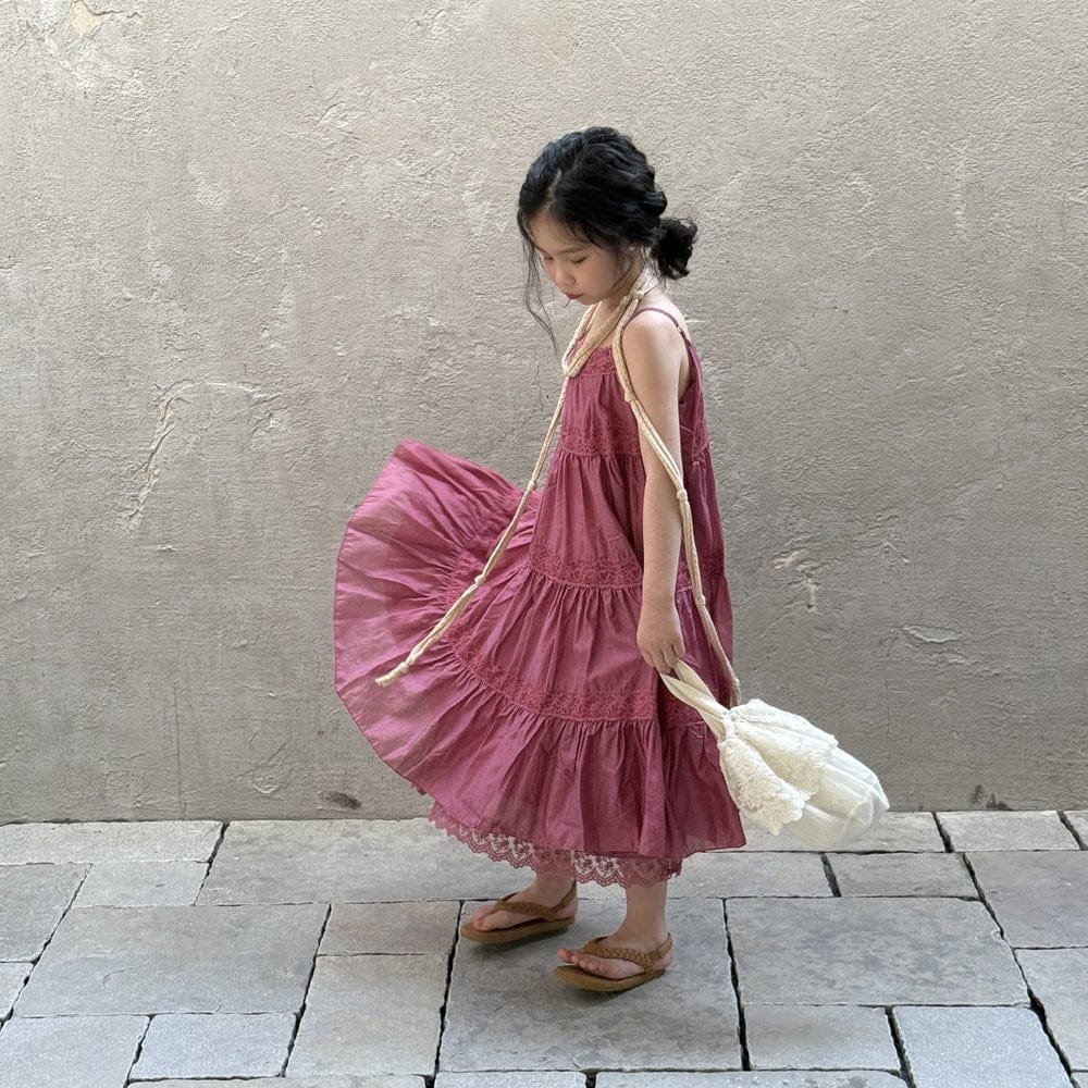 ノースリーブワンピース レースキャミソールティアードワンピース【mh0009682】