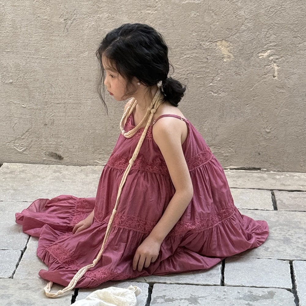 ノースリーブワンピース レースキャミソールティアードワンピース【mh0009682】