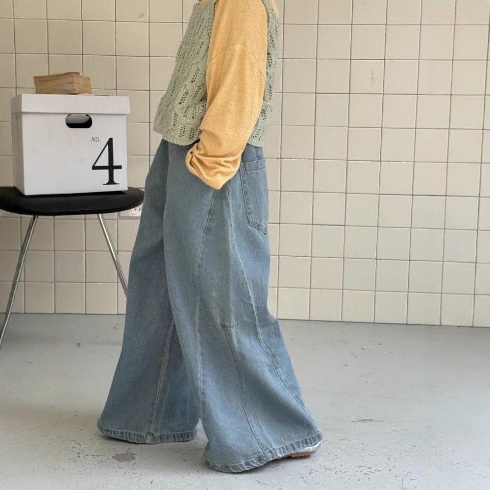 デニムパンツ ワイドフレアバギーデニムパンツジーンズ【mh0009689】