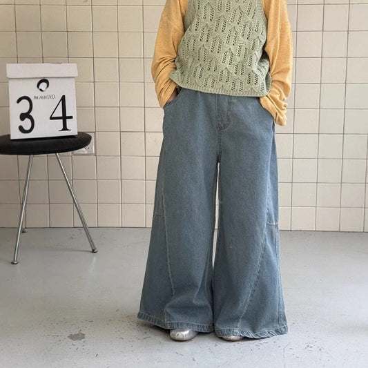 デニムパンツ ワイドフレアバギーデニムパンツジーンズ【mh0009689】