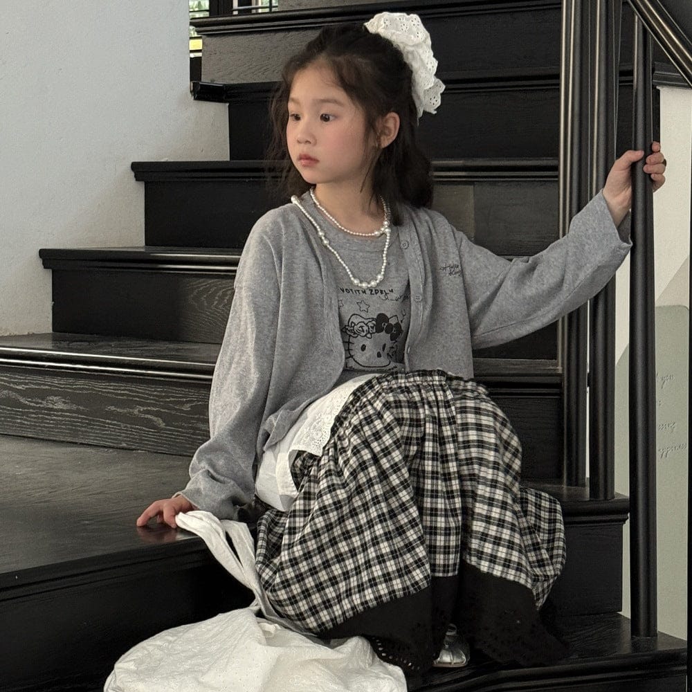 長袖セットアップ プリントアンサンブル/パッチワークルーズスカート【mh0009691】