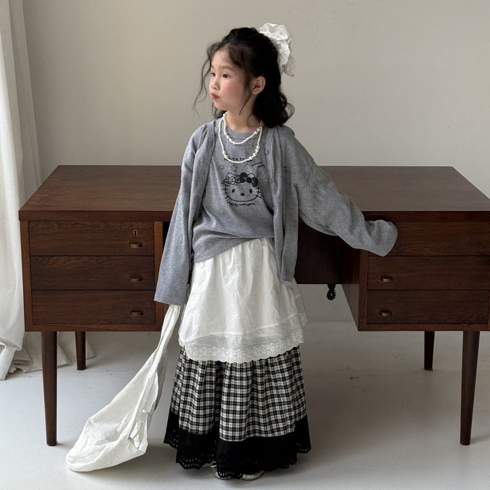 長袖セットアップ プリントアンサンブル/パッチワークルーズスカート【mh0009691】