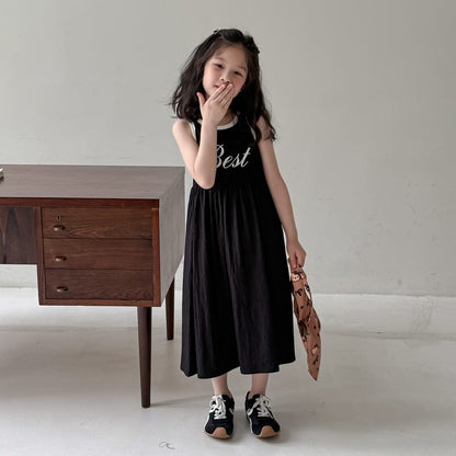 ノースリーブワンピース レターロゴプリントキャミソールワンピース【mh0010063】