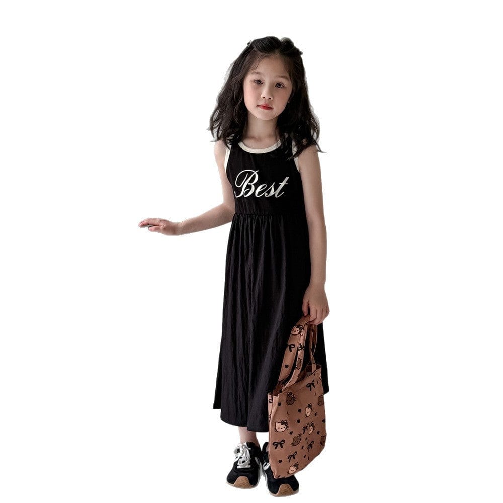 ノースリーブワンピース レターロゴプリントキャミソールワンピース【mh0010063】