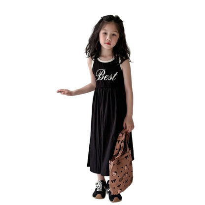 ノースリーブワンピース レターロゴプリントキャミソールワンピース【mh0010063】