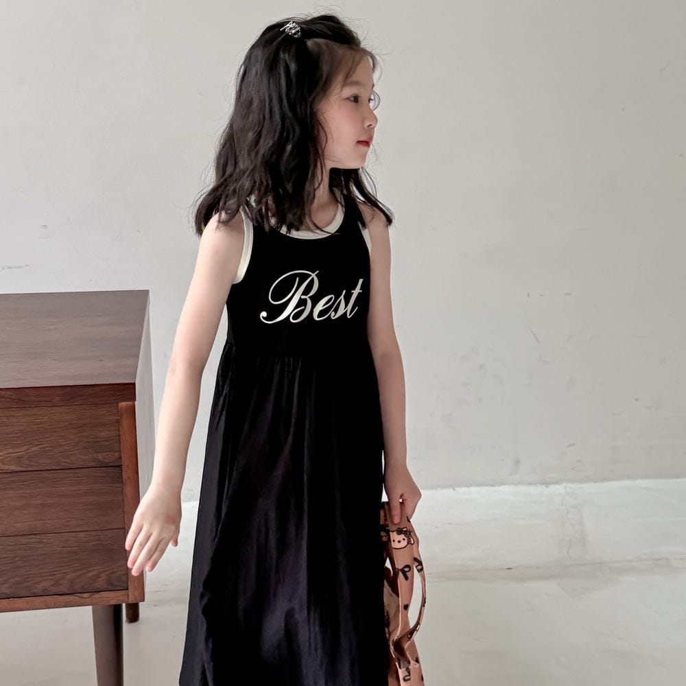 ノースリーブワンピース レターロゴプリントキャミソールワンピース【mh0010063】