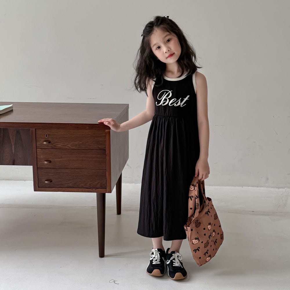 ノースリーブワンピース レターロゴプリントキャミソールワンピース【mh0010063】