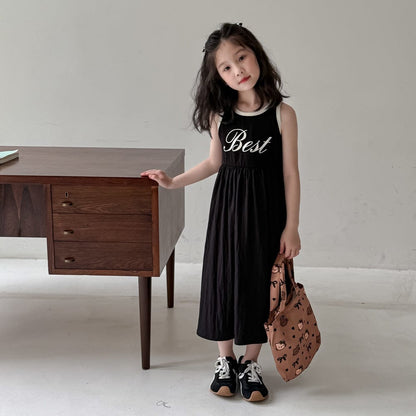 ノースリーブワンピース レターロゴプリントキャミソールワンピース【mh0010063】