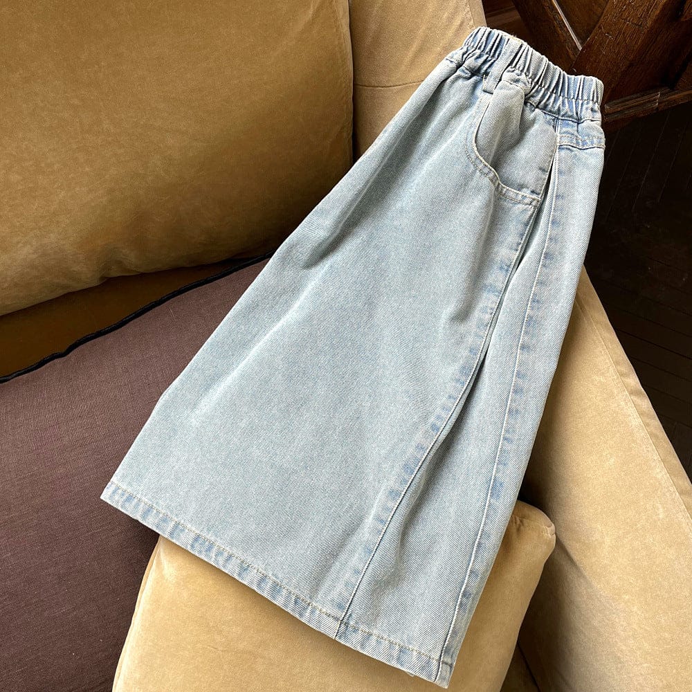 ロングパンツ・スウェットパンツ サイドプリーツワイドクロップドデニムパンツガウチョパンツ【mh0010064】