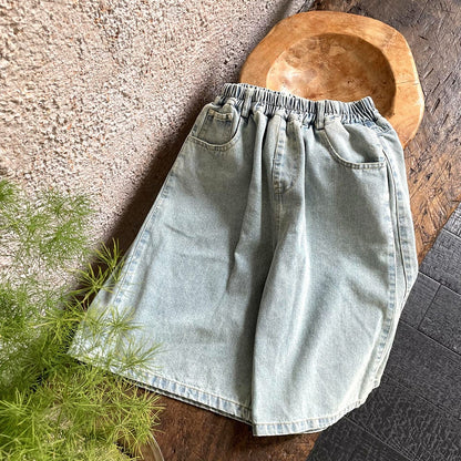 ロングパンツ・スウェットパンツ サイドプリーツワイドクロップドデニムパンツガウチョパンツ【mh0010064】