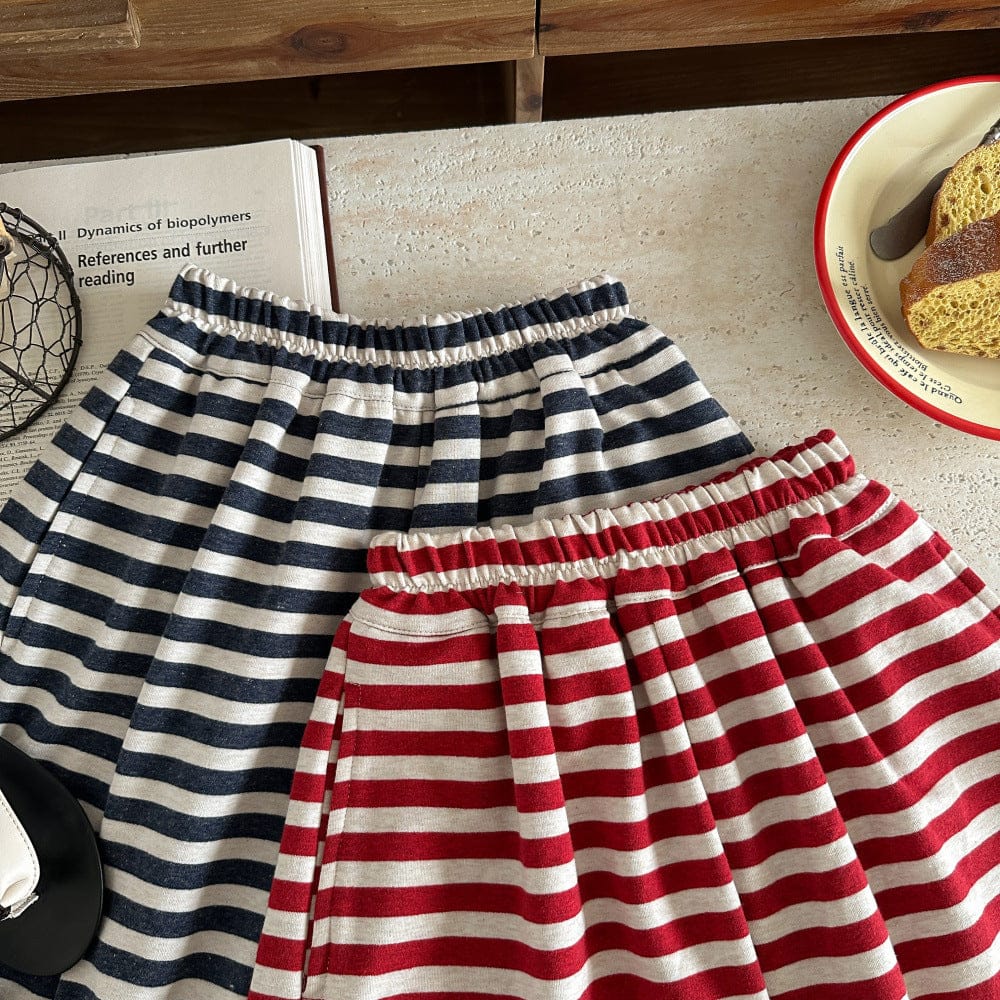 ロングパンツ・スウェットパンツ ボーダーワイドルーズクロップドパンツ【mh0010065】