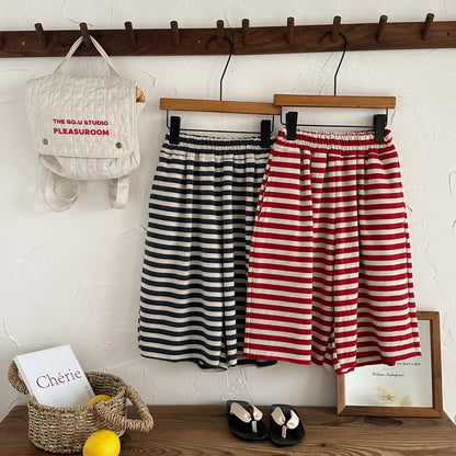 ロングパンツ・スウェットパンツ ボーダーワイドルーズクロップドパンツ【mh0010065】