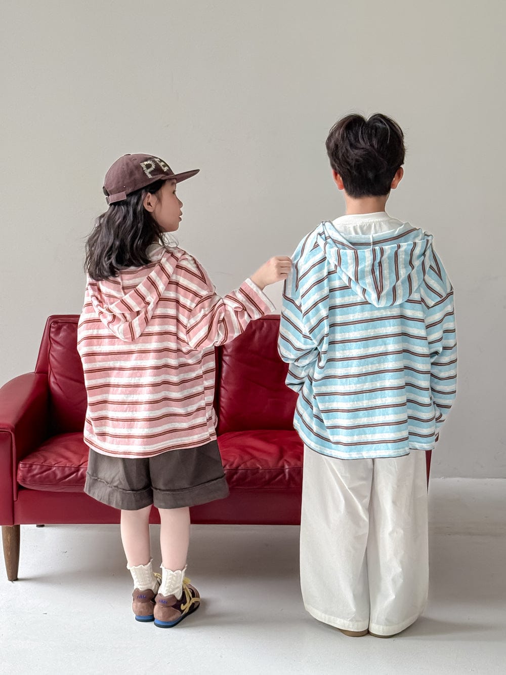 カーディガン・パーカー ボーダーフーディサマーカーディガンジャケット【mh0010070】