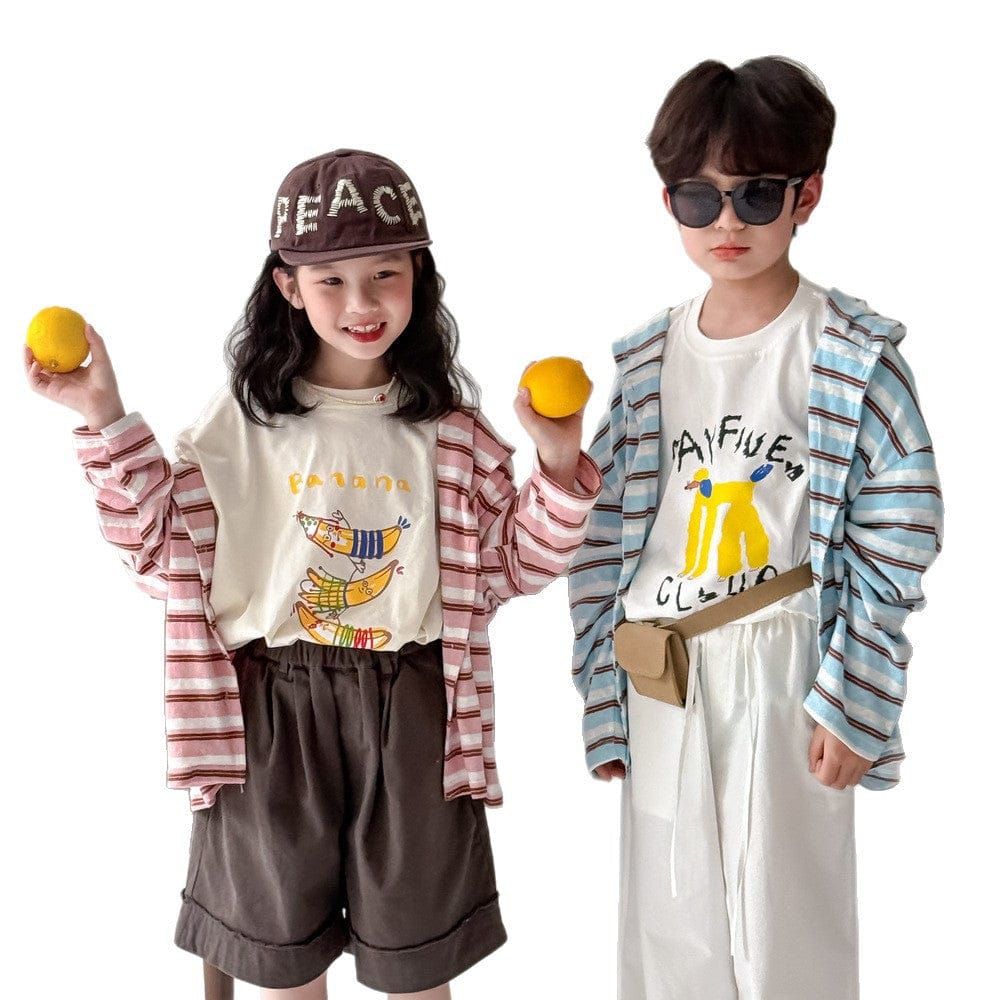 カーディガン・パーカー ボーダーフーディサマーカーディガンジャケット【mh0010070】