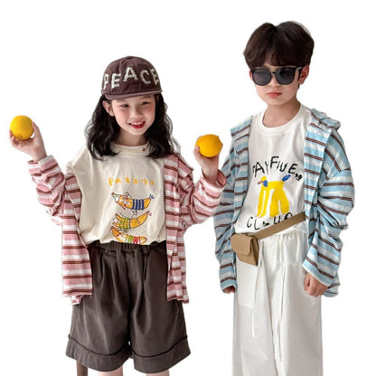 カーディガン・パーカー ボーダーフーディサマーカーディガンジャケット【mh0010070】