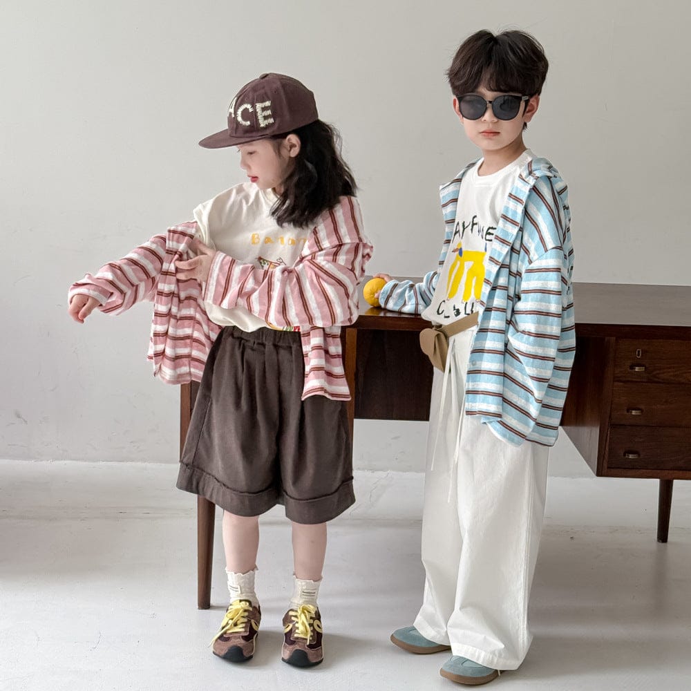 カーディガン・パーカー ボーダーフーディサマーカーディガンジャケット【mh0010070】