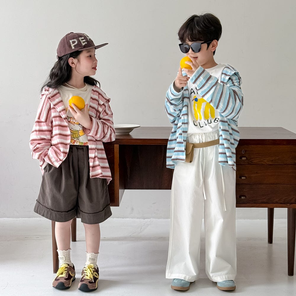 カーディガン・パーカー ボーダーフーディサマーカーディガンジャケット【mh0010070】