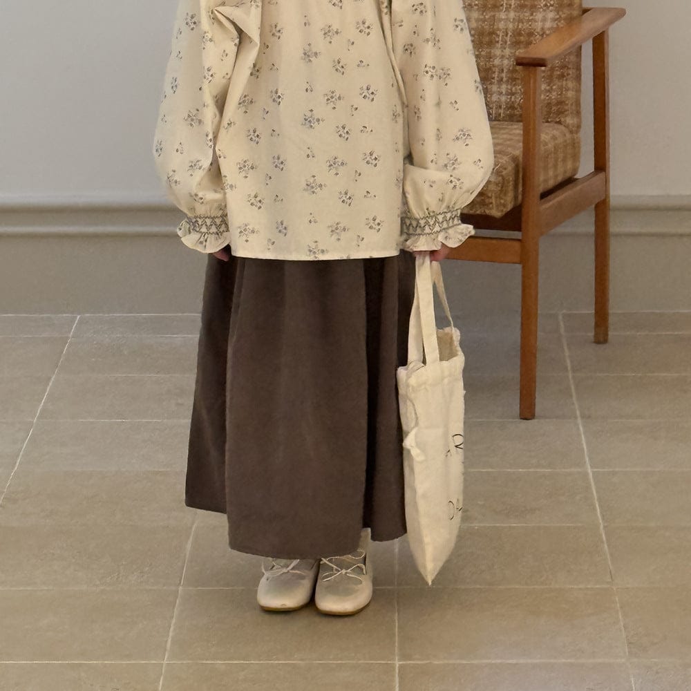 長袖セットアップ 花柄パフスリーブブラウス/フリルヘムスカート 秋の森ガール風スタイル【mh0010756】