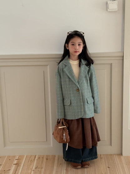 ショートコート・ジャケット・ジャンパー ギンガムチェック柄ウールブレンドジャケット 秋の韓国風フォーマルブレザー【mh0010757】