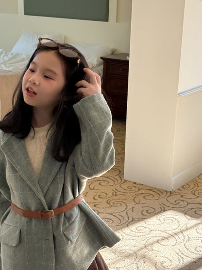 ショートコート・ジャケット・ジャンパー ギンガムチェック柄ウールブレンドジャケット 秋の韓国風フォーマルブレザー【mh0010757】