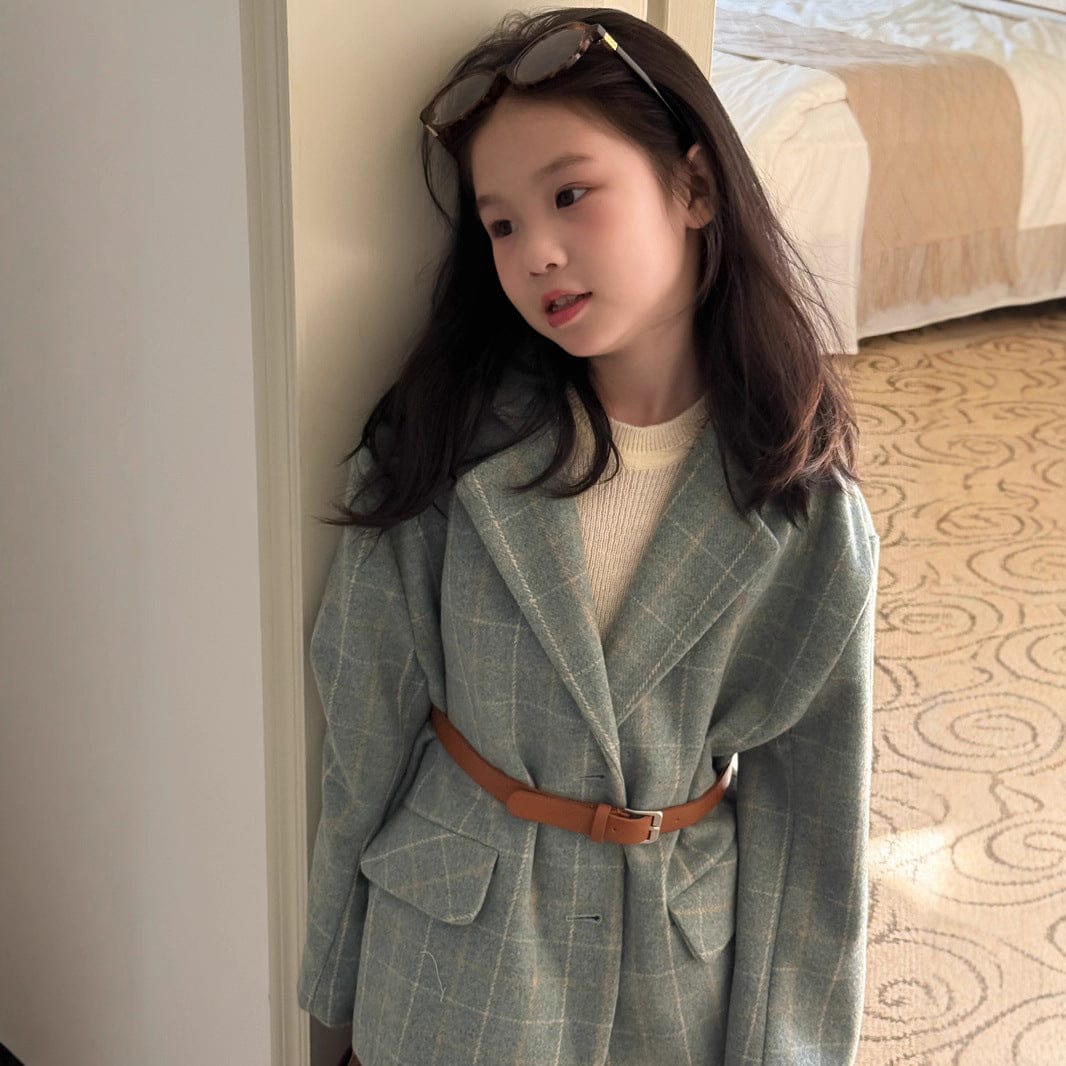 ショートコート・ジャケット・ジャンパー ギンガムチェック柄ウールブレンドジャケット 秋の韓国風フォーマルブレザー【mh0010757】