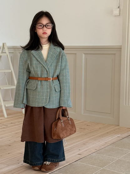 ショートコート・ジャケット・ジャンパー ギンガムチェック柄ウールブレンドジャケット 秋の韓国風フォーマルブレザー【mh0010757】