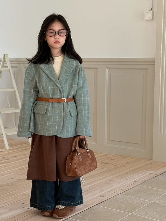 ショートコート・ジャケット・ジャンパー ギンガムチェック柄ウールブレンドジャケット 秋の韓国風フォーマルブレザー【mh0010757】