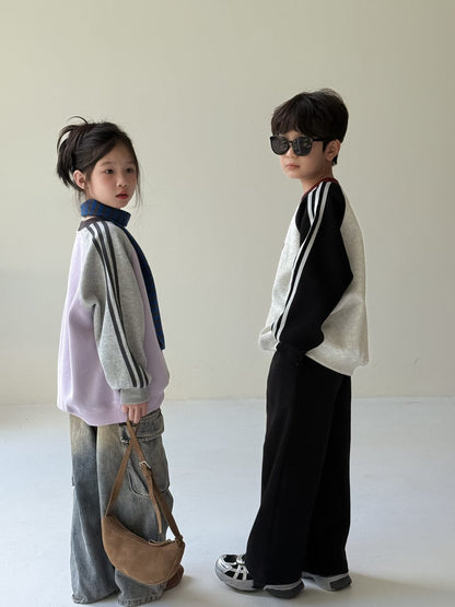 トレーナー・フーディ アメリカンカラーブロック長袖スウェット アルファベットロゴ入りゆったりプルオーバー【mh0010764】