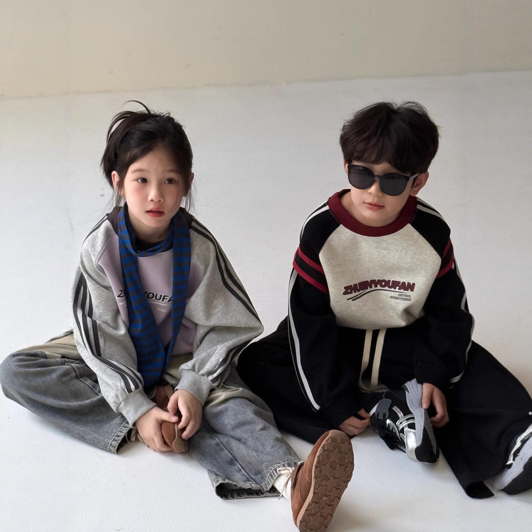 トレーナー・フーディ アメリカンカラーブロック長袖スウェット アルファベットロゴ入りゆったりプルオーバー【mh0010764】