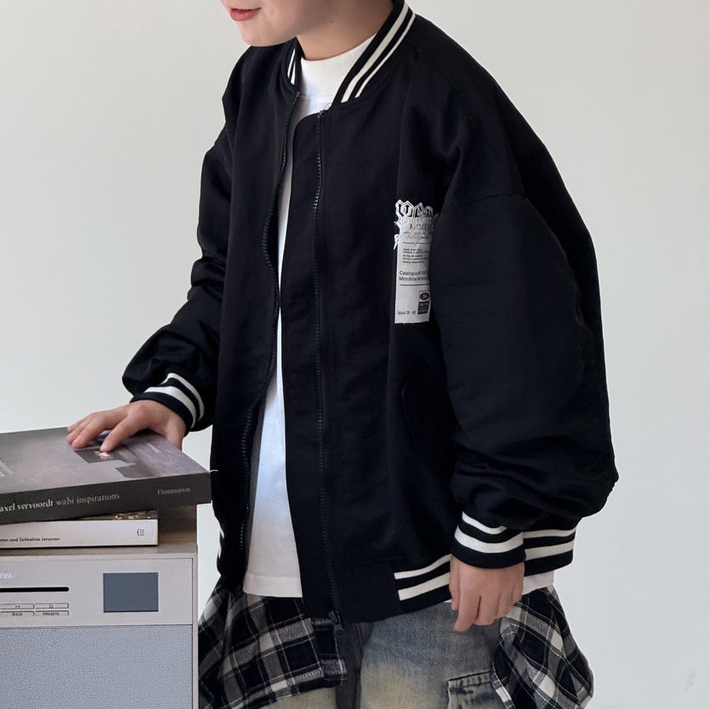ショートコート・ジャケット・ジャンパー アルファベット柄長袖ベースボールジャケット ルーズフィットジップアップブルゾン【mh0010765】