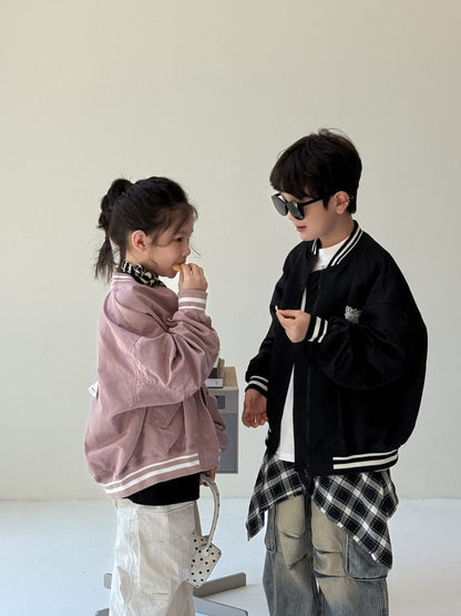 ショートコート・ジャケット・ジャンパー アルファベット柄長袖ベースボールジャケット ルーズフィットジップアップブルゾン【mh0010765】