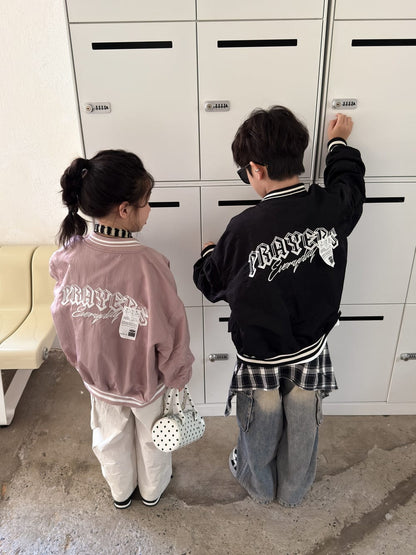 ショートコート・ジャケット・ジャンパー アルファベット柄長袖ベースボールジャケット ルーズフィットジップアップブルゾン【mh0010765】