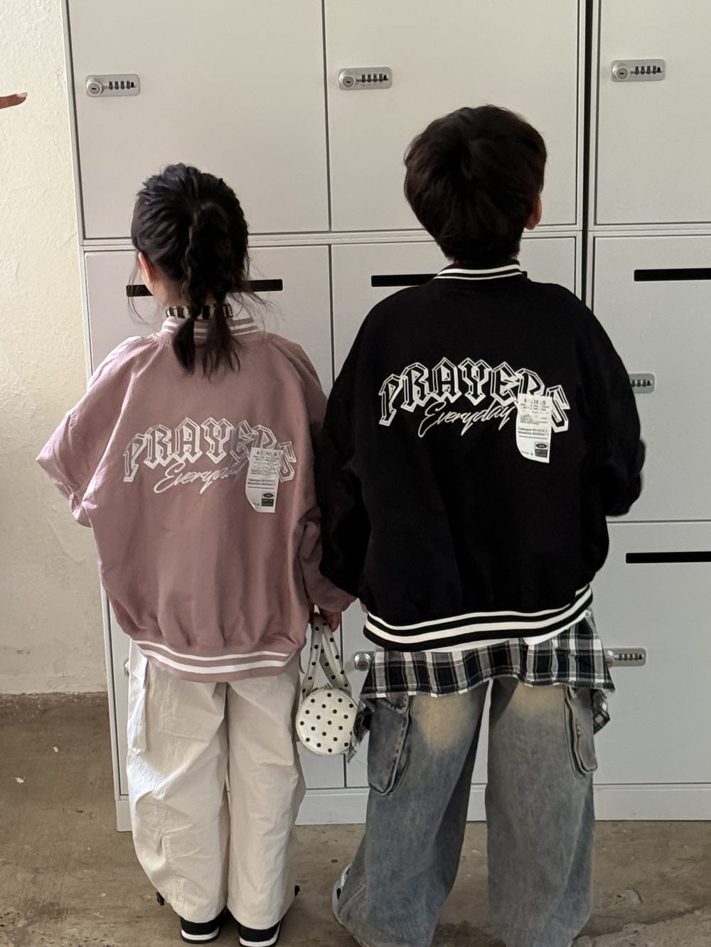 ショートコート・ジャケット・ジャンパー アルファベット柄長袖ベースボールジャケット ルーズフィットジップアップブルゾン【mh0010765】