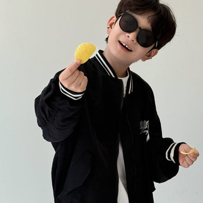 ショートコート・ジャケット・ジャンパー アルファベット柄長袖ベースボールジャケット ルーズフィットジップアップブルゾン【mh0010765】