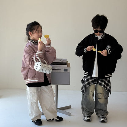 ショートコート・ジャケット・ジャンパー アルファベット柄長袖ベースボールジャケット ルーズフィットジップアップブルゾン【mh0010765】