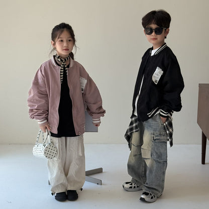 ショートコート・ジャケット・ジャンパー アルファベット柄長袖ベースボールジャケット ルーズフィットジップアップブルゾン【mh0010765】