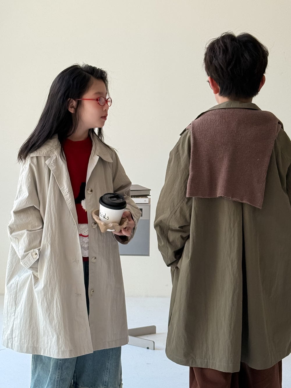 ロングコート 肩袖切り替えミドル丈ジャケット トレンチ風ルーズフィットロングコート【mh0010766】