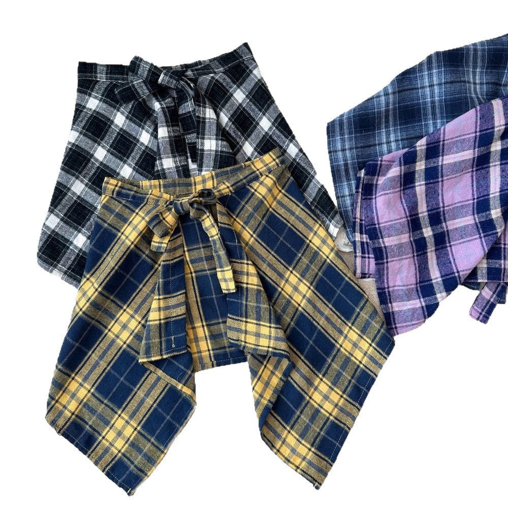 スカート チェックエプロンスタイル巻きスカート【mh0010769】