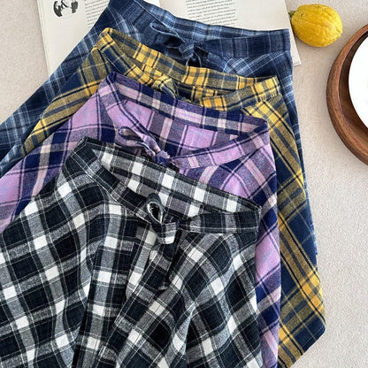 スカート チェックエプロンスタイル巻きスカート【mh0010769】