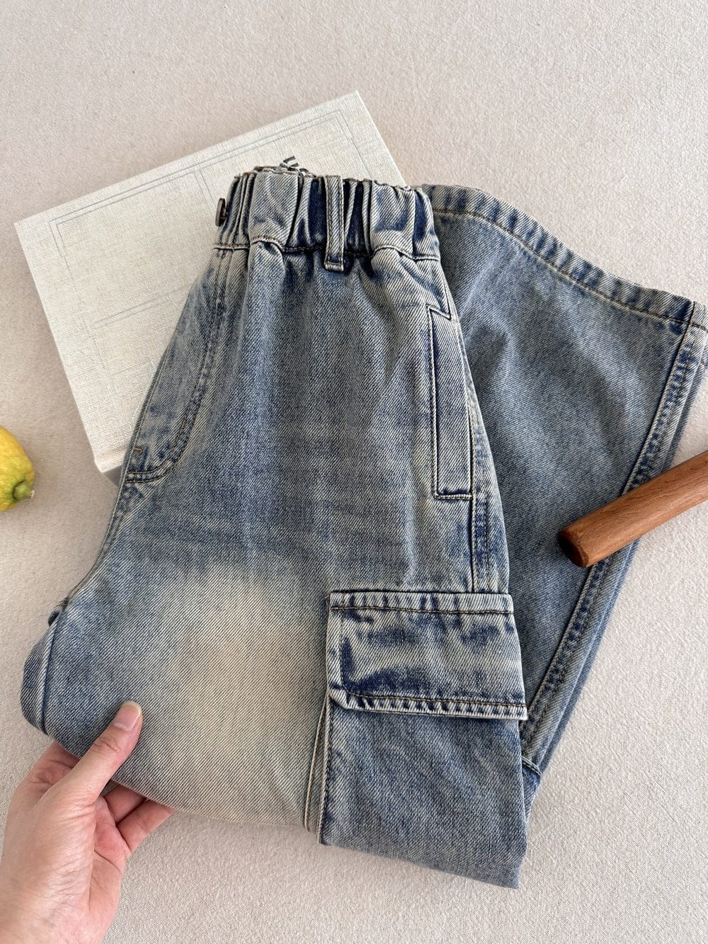 デニムパンツ ルーズビッグポケットデニムカーゴパンツジーンズ【mh0010770】