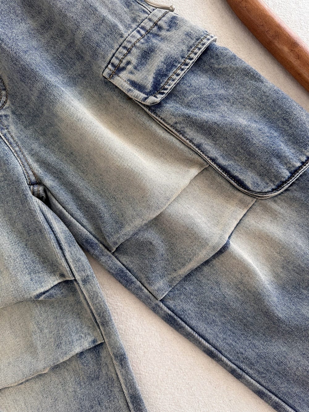 デニムパンツ ルーズビッグポケットデニムカーゴパンツジーンズ【mh0010770】