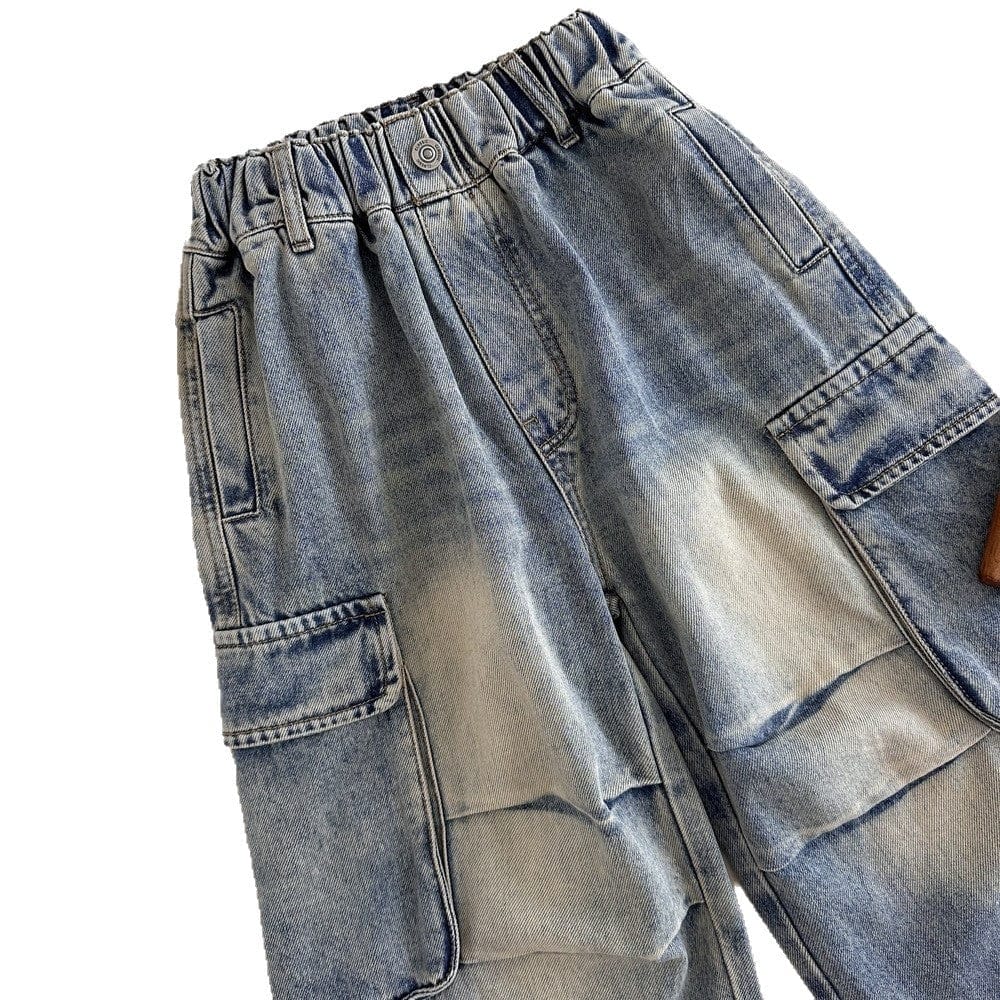 デニムパンツ ルーズビッグポケットデニムカーゴパンツジーンズ【mh0010770】
